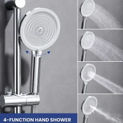 Sofetiy Max Kit de douche , Douchette 4 Fonctions, Ensemble de Douche Design Réglable en Hauteur, Pommeau de douche, barre