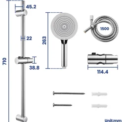 Sofetiy Max Kit de douche , Douchette 4 Fonctions, Ensemble de Douche Design Réglable en Hauteur, Pommeau de douche, barre