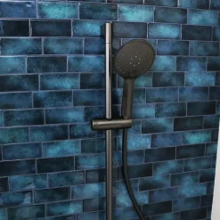 Essebagno Kit de douche avec barre + douchette 3 jets, gun metal, Luisa* Colonne De Douche Sans Robinetterie|Pommeau De Douche, Flexible Et Barre De Douche