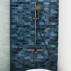 Essebagno Kit de douche avec barre + douchette 3 jets, gun metal, Luisa* Colonne De Douche Sans Robinetterie|Pommeau De Douche, Flexible Et Barre De Douche