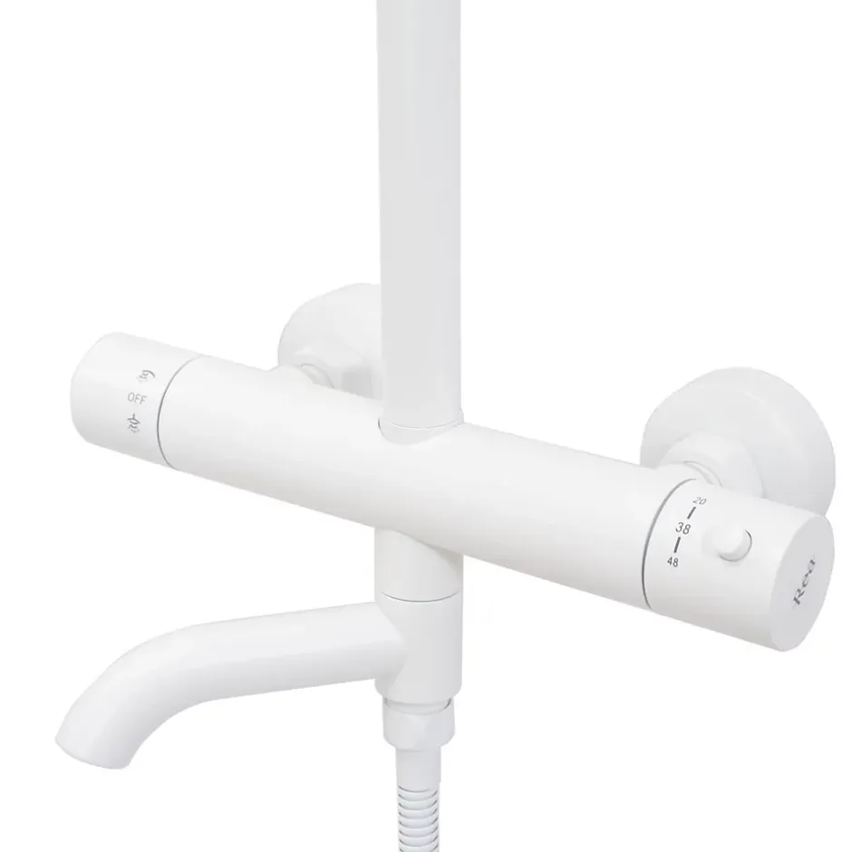 Rea Kit de douche avec thermostat Lungo White Matt