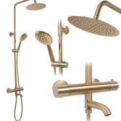 Rea Kit de douche avec thermostat Lungo Gold Brush* Colonne De Douche Mécanique