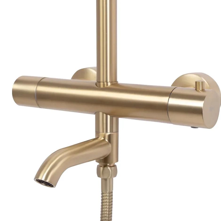 Rea Kit de douche avec thermostat Lungo Gold Brush* Colonne De Douche Mécanique