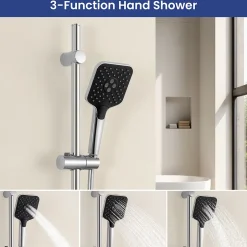 Sofetiy Max Kit de douche, Douchette 3 Fonctions, Ensemble de Douche Design Réglable en Hauteur, Pommeau de douche, barre
