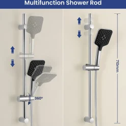 Sofetiy Max Kit de douche, Douchette 3 Fonctions, Ensemble de Douche Design Réglable en Hauteur, Pommeau de douche, barre