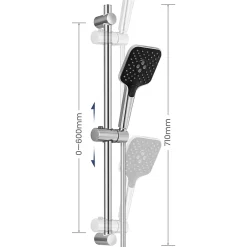 Sofetiy Max Kit de douche, Douchette 3 Fonctions, Ensemble de Douche Design Réglable en Hauteur, Pommeau de douche, barre