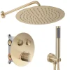 Rea Kit De Douche Encastré Lungo Thermostat Brush Gold 51,5X30X39,5Cm* Colonne De Douche Mécanique