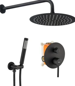 Rea Kit De Douche Encastré Lungo Black 17X16X36,5Cm + Box* Colonne De Douche Mécanique