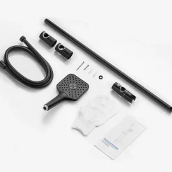 Sofetiy Max Kit de douche Noir, Douchette 3 Fonctions, Ensemble de Douche Design Réglable en Hauteur, Pommeau de douche, barre