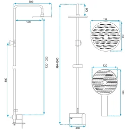 Rea Kit De Douche Avalon Titanium 50X23X153Cm