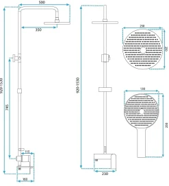 Rea Kit De Douche Avalon Titanium 50X23X153Cm