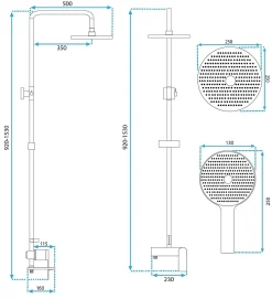 Rea Kit De Douche Avalon Titanium 50X23X153Cm