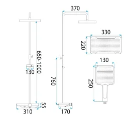 Rea Kit De Douche Bari Black 37X31X100Cm* Colonne De Douche Mécanique