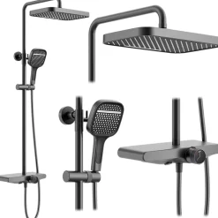 Rea Kit De Douche Bari Titanium 37X31X100Cm* Colonne De Douche Mécanique