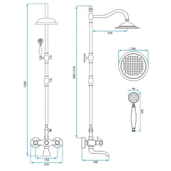 Rea Kit De Douche Bergamo Black 50X21X150Cm