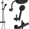 Rea Kit De Douche Bliss Thermostat Black 38,5X27,5X100Cm* Colonne De Douche Mécanique