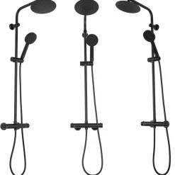 Rea Kit De Douche Bliss Thermostat Black 38,5X27,5X100Cm* Colonne De Douche Mécanique