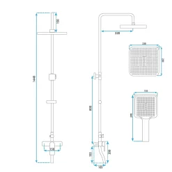 Rea Kit De Douche My2021-77G Argus Gold 44X23X144Cm