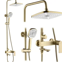 Rea Kit De Douche My1902-78Gg Storm Brush Gold 45X19X136Cm* Colonne De Douche Mécanique