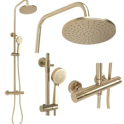 Rea Kit De Douche Parot Thermostat Brush Gold 10X27X120Cm* Colonne De Douche Mécanique