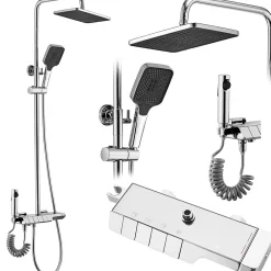 Rea Kit De Douche Rob Thermostat Chrome 11,5X33X115Cm* Colonne De Douche Mécanique