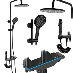 Rea Kit De Douche Savio Led Black 13X28X120Cm