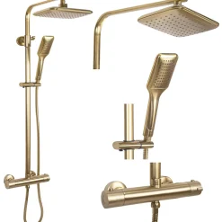 Rea Kit De Douche Tom Thermostat Brush Gold 8X27,5X120Cm