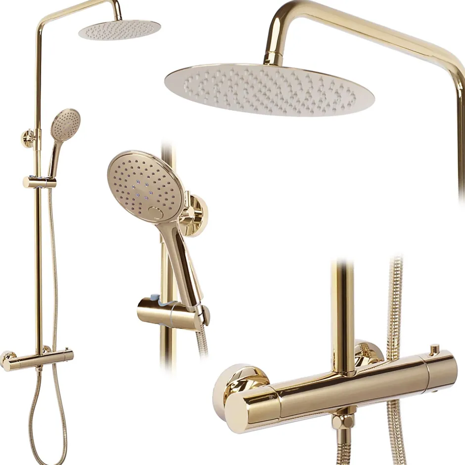 Rea Kit De Douche Vincent Thermostat Gold 27,5X27X123,5Cm