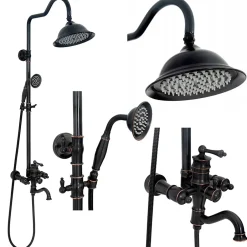 Rea Kit De Douche Vintage Black 46,5X20,5X137Cm* Colonne De Douche Mécanique