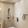 Hansgrohe Kit de douche sans robinetterie avec douchette 2 jets + flexible + barre réglable, noir mat, EcoSmart Vernis Blend* Colonne De Douche Sans Robinetterie