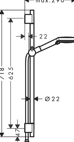 Hansgrohe Kit de douche sans robinetterie avec douchette 2 jets + flexible + barre réglable, noir mat, EcoSmart Vernis Blend* Colonne De Douche Sans Robinetterie