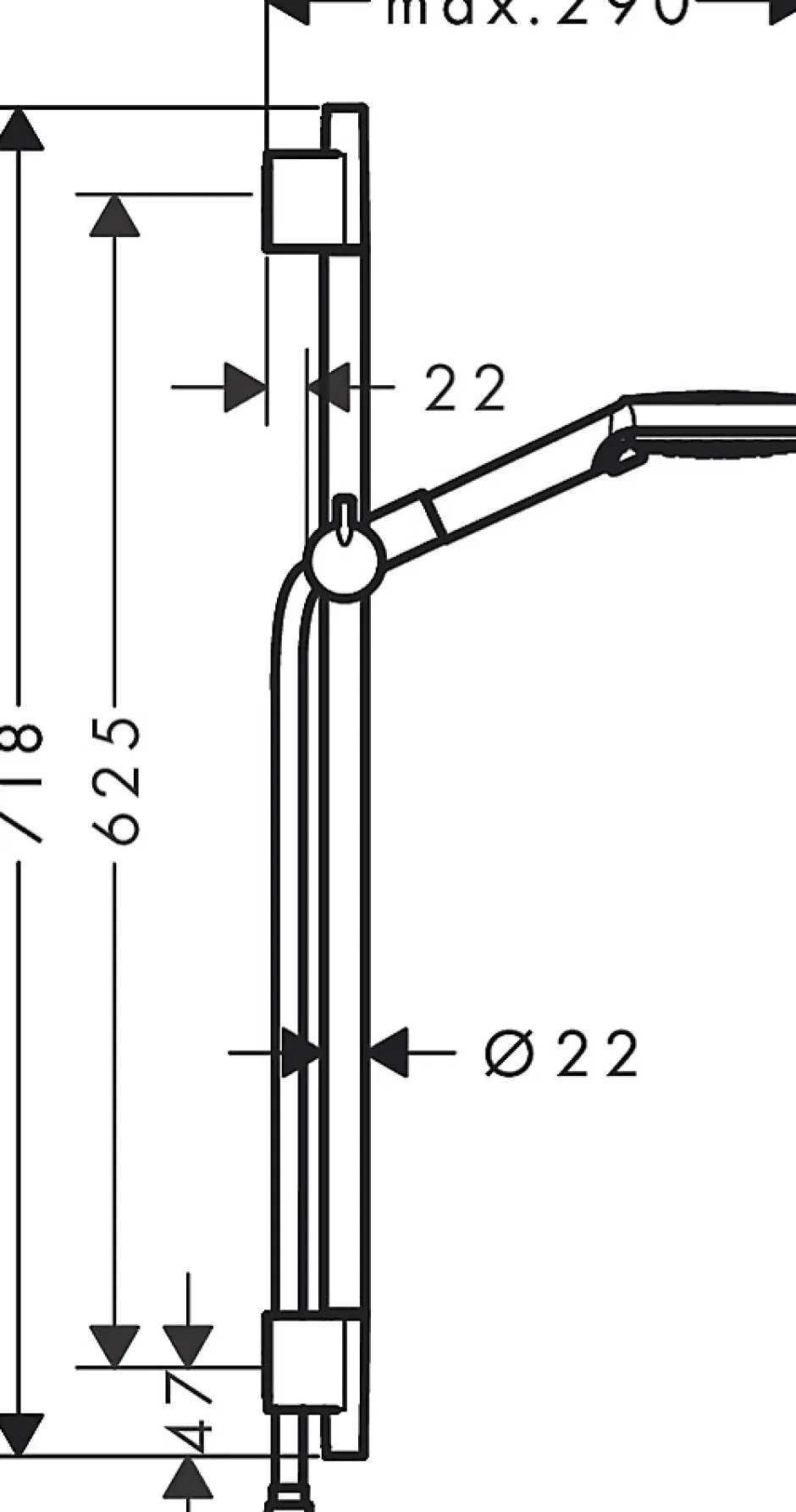 Hansgrohe Kit de douche sans robinetterie avec douchette 2 jets + flexible + barre réglable, noir mat, EcoSmart Vernis Blend* Colonne De Douche Sans Robinetterie