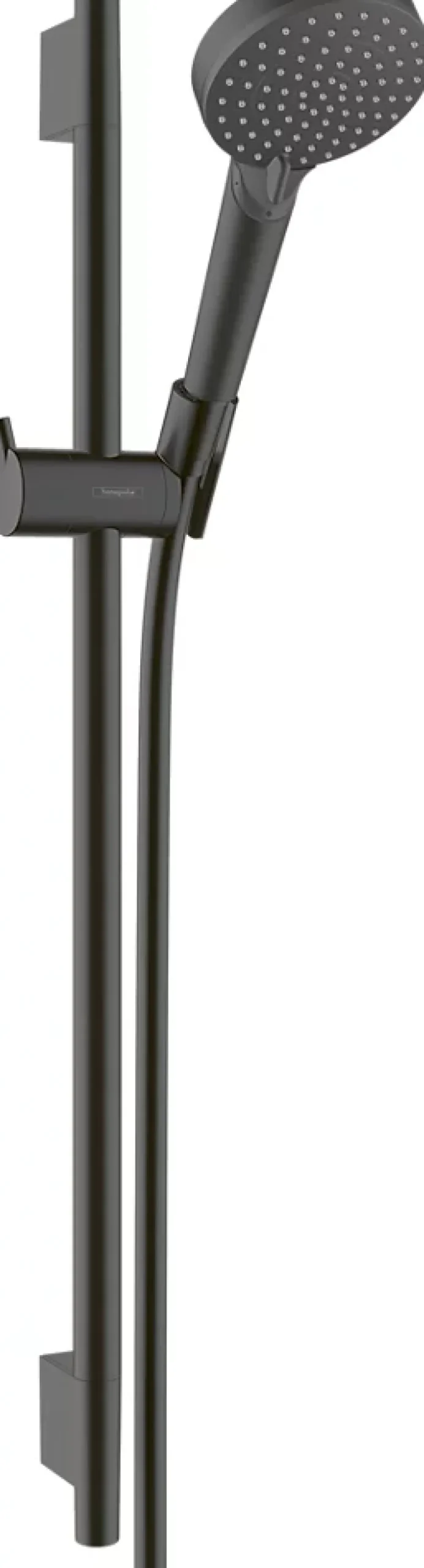 Hansgrohe Kit de douche sans robinetterie avec douchette 2 jets + flexible + barre réglable, noir mat, EcoSmart Vernis Blend* Colonne De Douche Sans Robinetterie