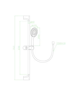 Essebagno Kit de douche sans robinetterie avec douchette 3 jets + flexible + barre réglable, doré, Luisa* Colonne De Douche Sans Robinetterie