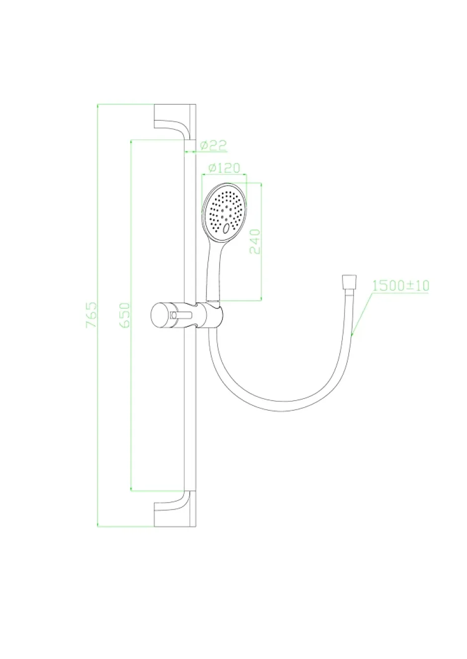 Essebagno Kit de douche sans robinetterie avec douchette 3 jets + flexible + barre réglable, doré, Luisa* Colonne De Douche Sans Robinetterie