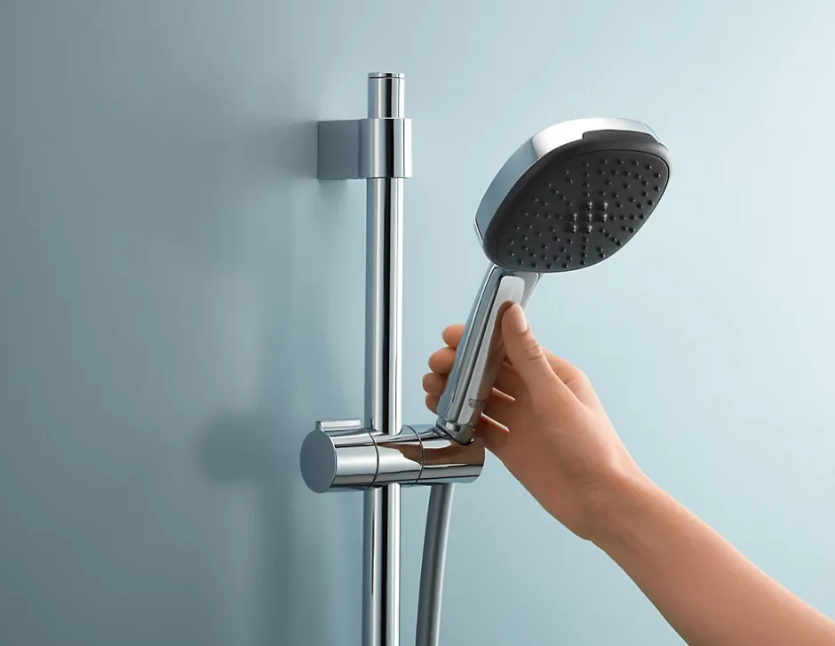 Grohe Kit de douche sans robinetterie avec douchette + flexible + barre chrome, Vitalio Comfort 100* Colonne De Douche Sans Robinetterie