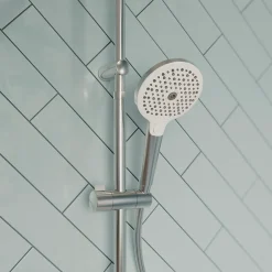 GoodHome Kit de douche sans robinetterie avec douchette 3 jets + flexible + barre réglable chrome Kolima* Colonne De Douche Sans Robinetterie