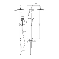 GoodHome Kit de douche sans robinetterie avec pomme de tête, douchette et barre chrome Maza