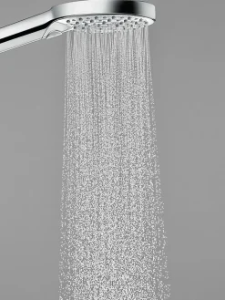 Hansgrohe Kit de douche sans robinetterie avec douchette 3 jets + flexible + barre réglable, chrome, Raindance Select