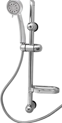 Edouard Rousseau Kit de douche sans robinetterie avec douchette 3 jets + flexible + barre réglable, chrome, Tamari* Colonne De Douche Sans Robinetterie