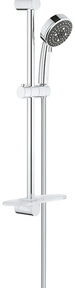 Grohe Kit de douche sans robinetterie avec douchette 4 jets + flexible + barre réglable, chrome, Vitalio 100