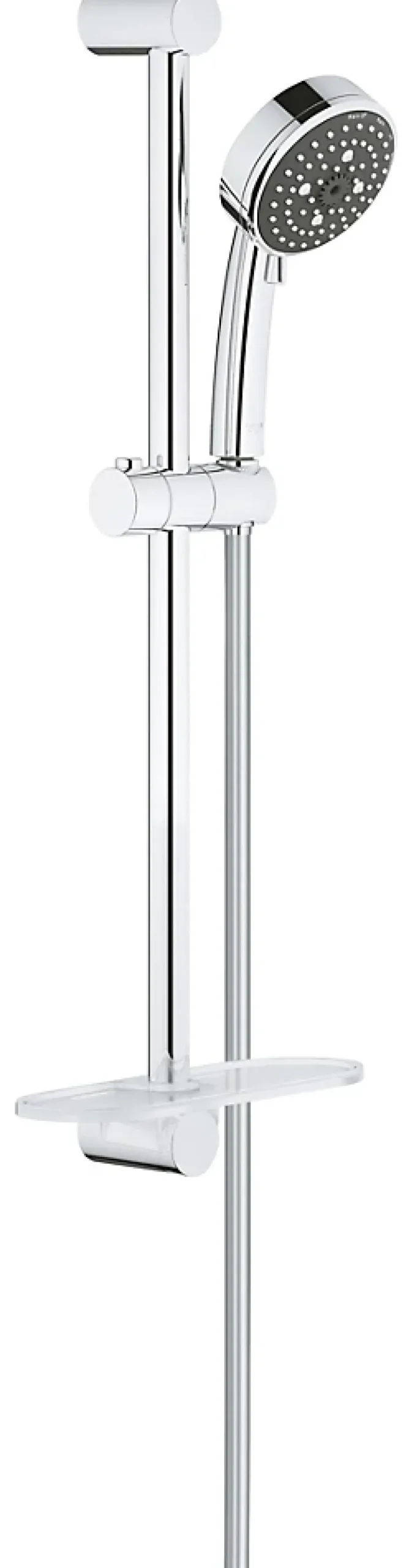 Grohe Kit de douche sans robinetterie avec douchette 4 jets + flexible + barre réglable, chrome, Vitalio 100