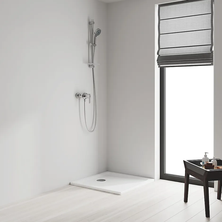 Grohe Kit de douche sans robinetterie avec douchette 4 jets + flexible + barre réglable, chrome, Vitalio 100