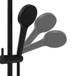 GoodHome Kit de douche sans robinetterie avec pomme de tête, douchette et barre noir Maza* Colonne De Douche Thermostatique