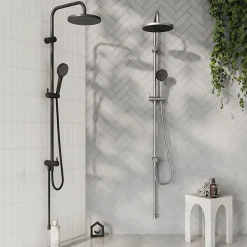 GoodHome Kit de douche sans robinetterie avec pomme de tête, douchette et barre noir Maza* Colonne De Douche Thermostatique