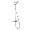 Hansgrohe Kit de douche thermostatique avec douchette 3 jets + flexible + barre réglable, chrome, My Select S 150* Colonne De Douche Thermostatique