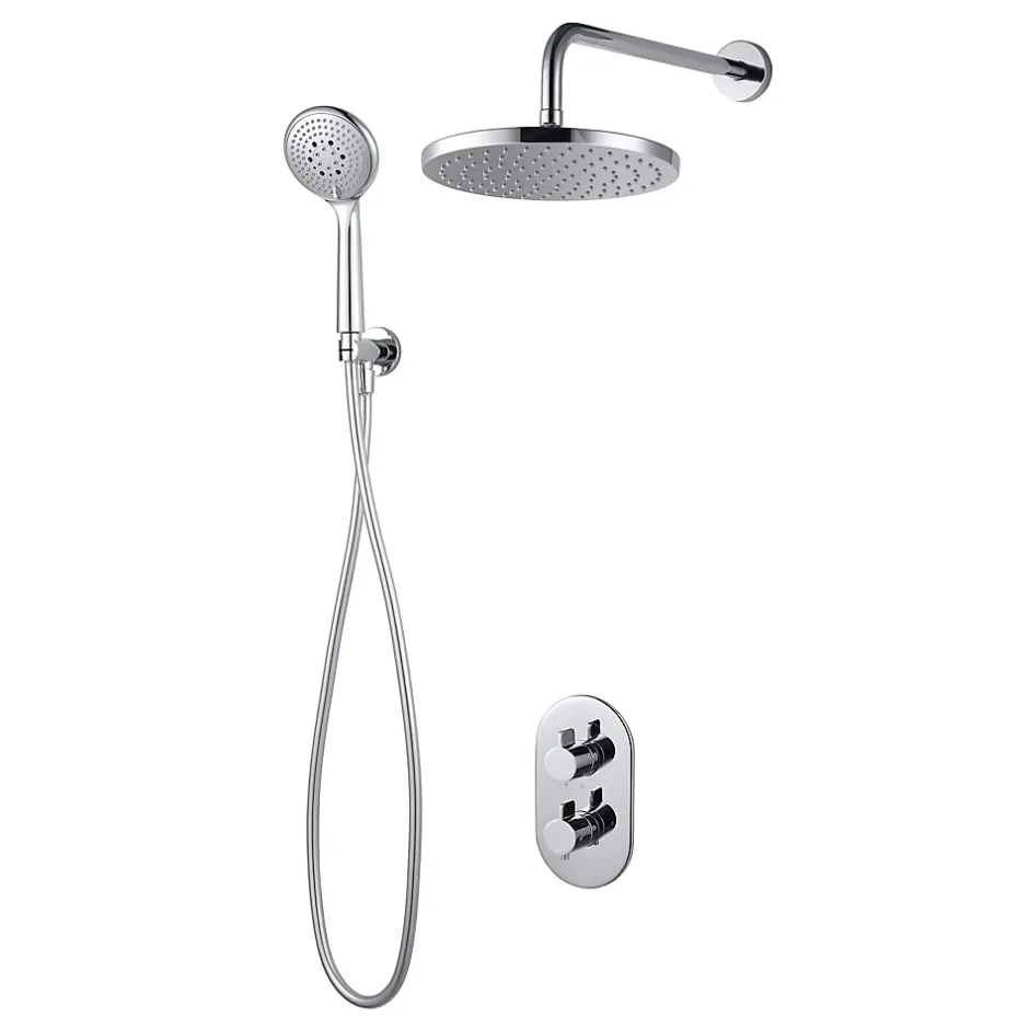 GoodHome Kit de douche thermostatique à encastrer chrome Cavally