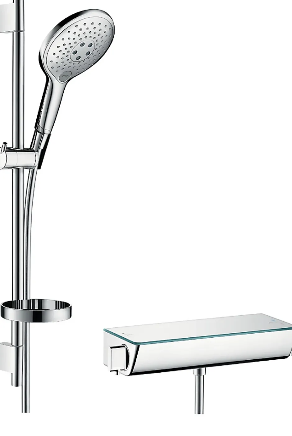 Hansgrohe Kit de douche thermostatique avec douchette 3 jets + flexible + barre réglable, chrome, Raindance Select S 150* Colonne De Douche Thermostatique