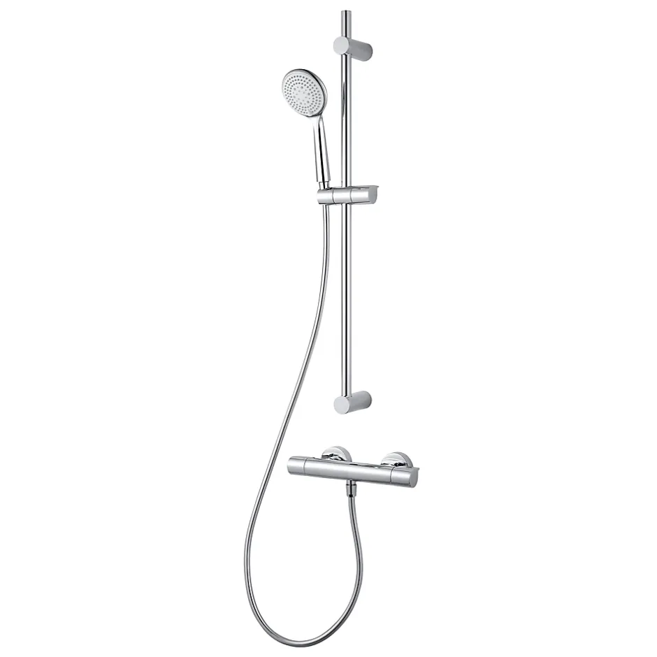 GoodHome Kit de douche thermostatique chrome Cavally* Colonne De Douche Thermostatique