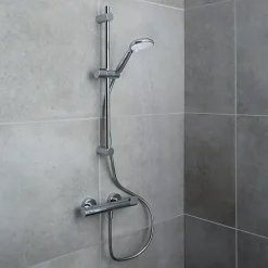 GoodHome Kit de douche thermostatique chrome Cavally* Colonne De Douche Thermostatique